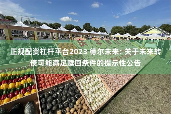 正规配资杠杆平台2023 德尔未来: 关于未来转债可能满足赎回条件的提示性公告