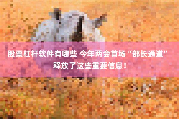 股票杠杆软件有哪些 今年两会首场“部长通道” 释放了这些重要信息！